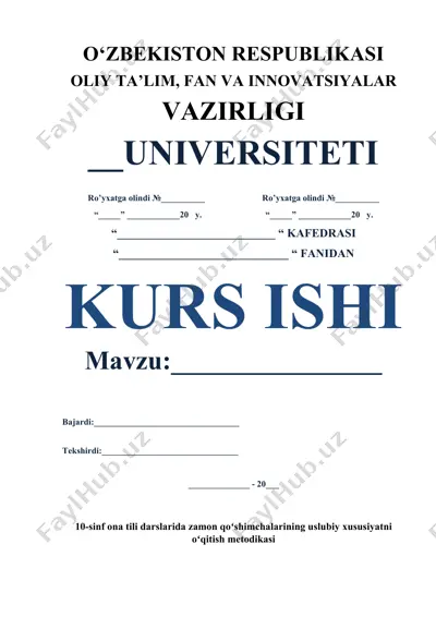 10-sinf ona tili darslarida zamon qo‘shimchalarining uslubiy xususiyatni o‘qitish metodikasi — DOC