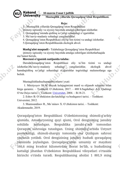 mustaqillik yillarida qoraqalpog‘iston respublikasi — DOC