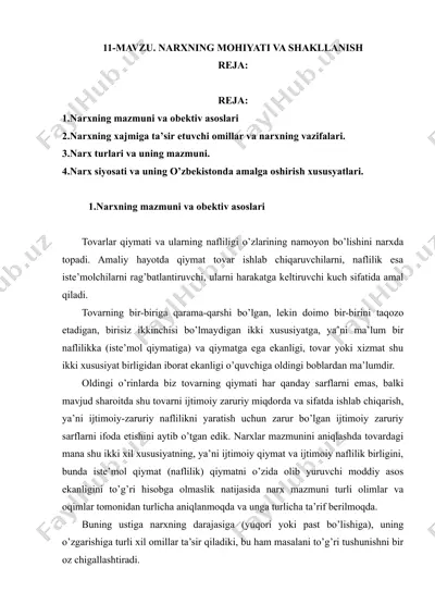 narxning mohiyati va shakllanishi — DOC