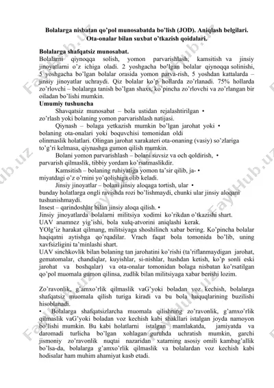bolalarga shafqatsiz munosabatda bo'lish (jod) — DOC