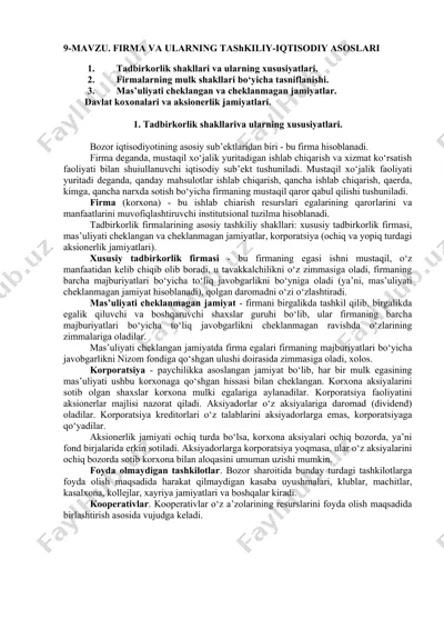 firma va ularning tashkiliy-iqtisodiy asoslari — DOC