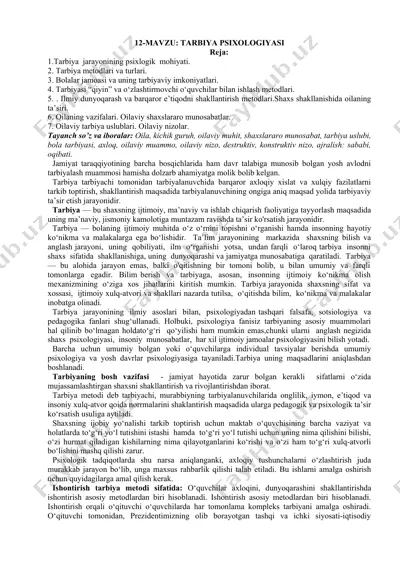 tarbiya psixologiyasi — DOC