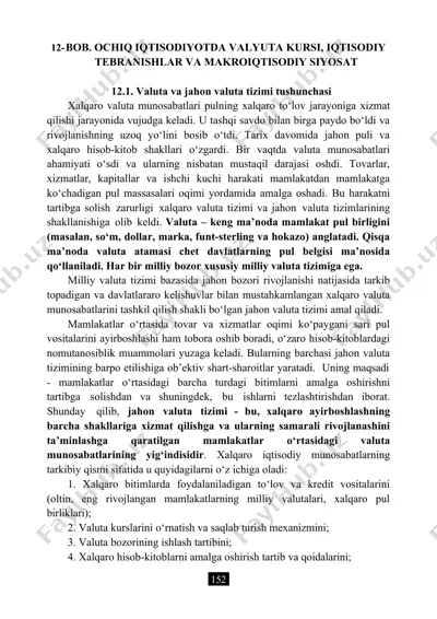 bob. ochiq iqtisodiyotda valyuta kursi, iqtisodiy tebranishlar va makroiqtisodiy siyosat — DOC
