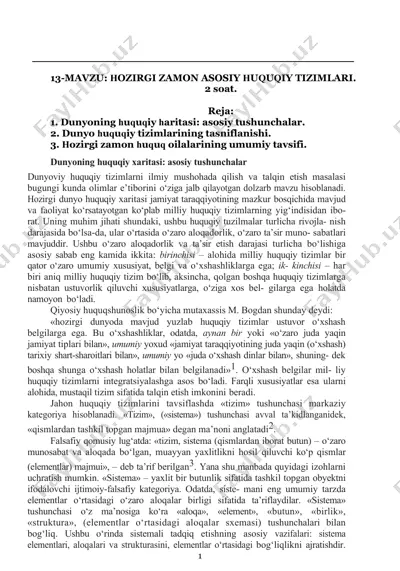 dunyoning huquqiy haritasi: asosiy tushunchalar — DOC