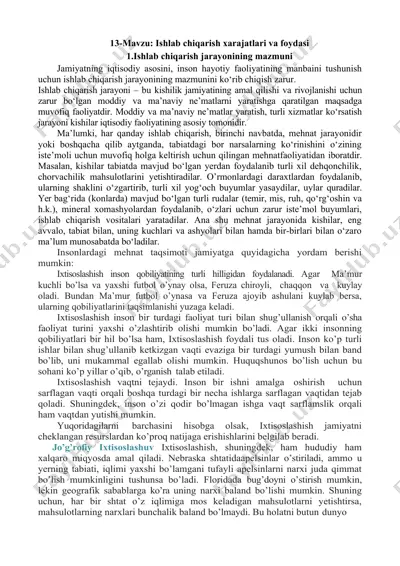 ishlab chiqarish xarajatlari va foydasi — DOC