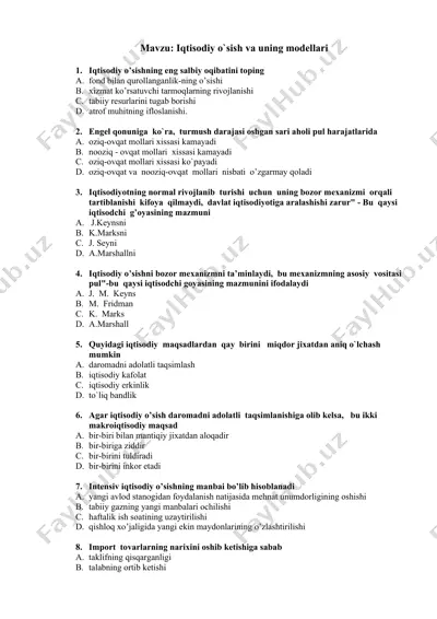 iqtisodiy o’sish va uning modellari — DOC