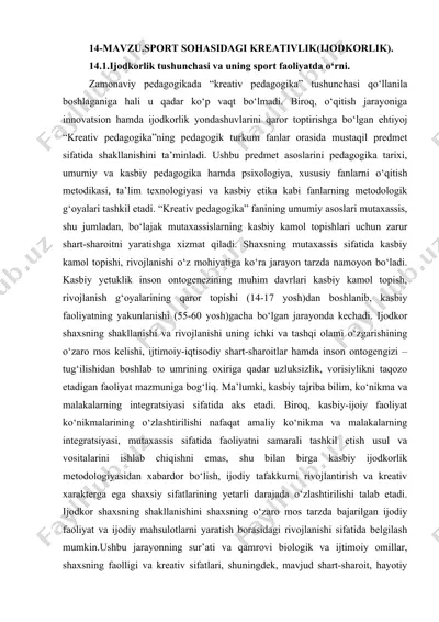 "sport sohasidagi kreativlik (ijodkorlik)" — DOC