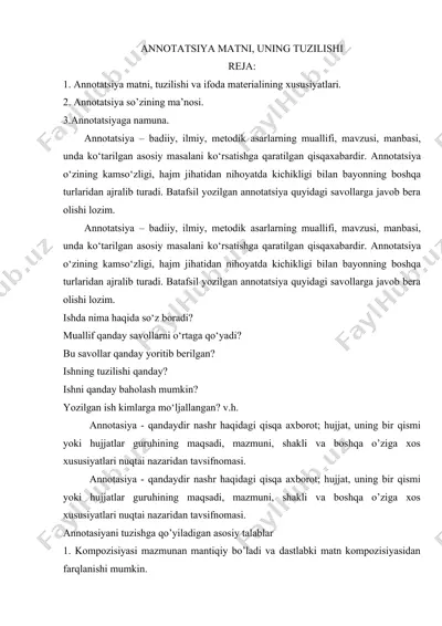 annotatsiya matn va tuzilishi — DOC