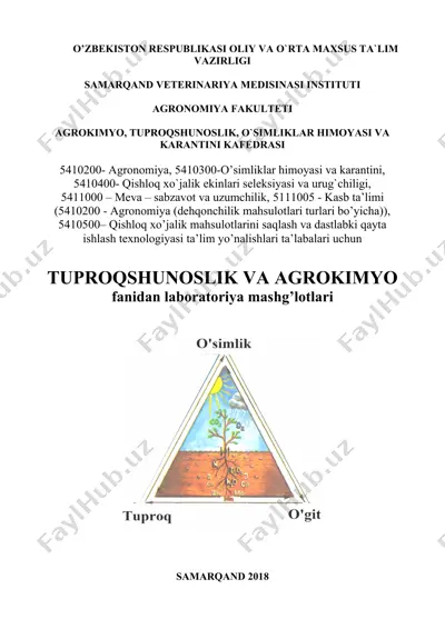 tuproq tarkibidagi ammiakli azot miqdorini nessler reaktivi yordamida aniqlash — DOC