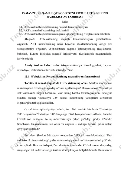 raqamli iqtisodiyot va sanoat — DOC