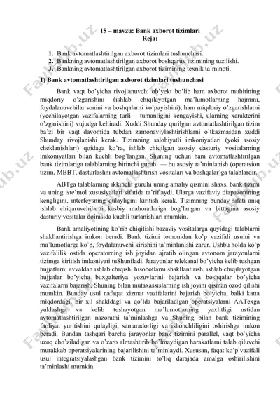bank axborot tizimlari — DOC