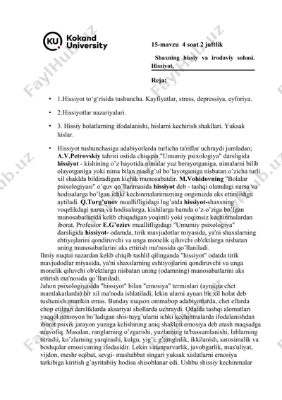 hissiyotlar va ularning ifodalanishi — DOC