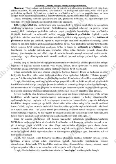 tibbiyotda profilaktika — DOC