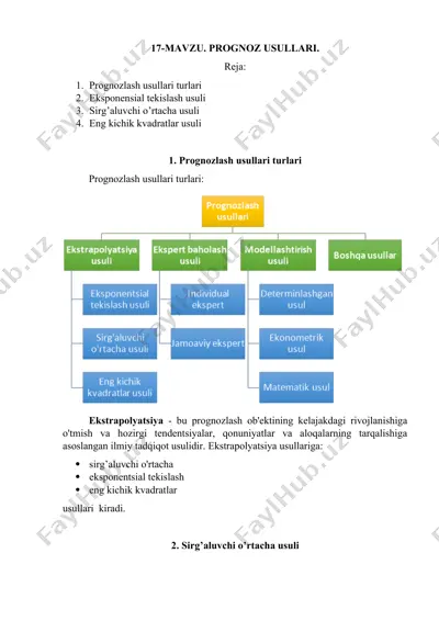 prognozlash usullari — DOC