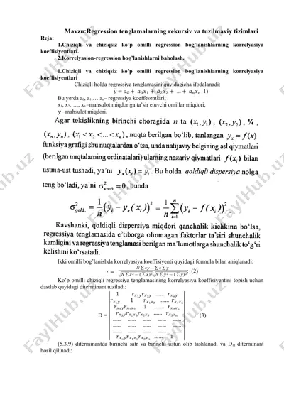regression tenglamalarning rekursiv va tuzilmaviy tizimlari — DOC