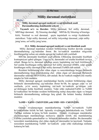milliy daromad statistikasi — DOC