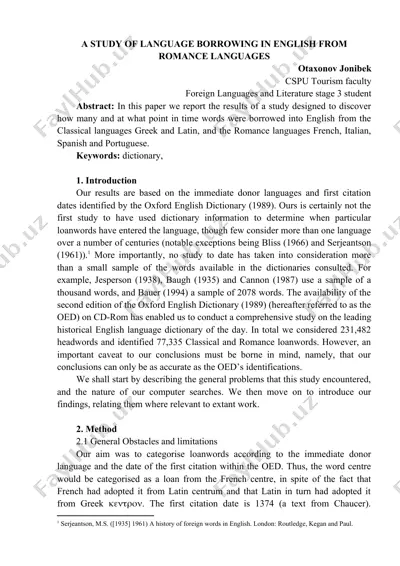 a study of language borrowing in english from romance languages — DOC