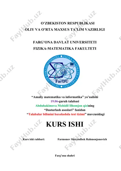 "talabalar bilimini baxolashda test tizimi" — DOC