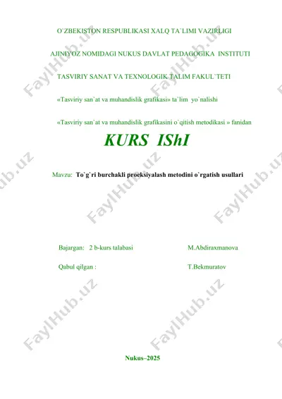 tasviriy san'at va muhandislik grafikasini o'qitish metodikasi — DOC