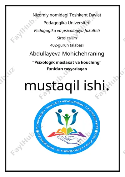 "psixologik maslaxat va kouching" — DOC
