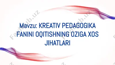 anini o‘qitishning o‘ziga xos xususiyatlari — PDF