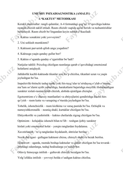 umumiy psixadiagnostika (amaliy) — DOC