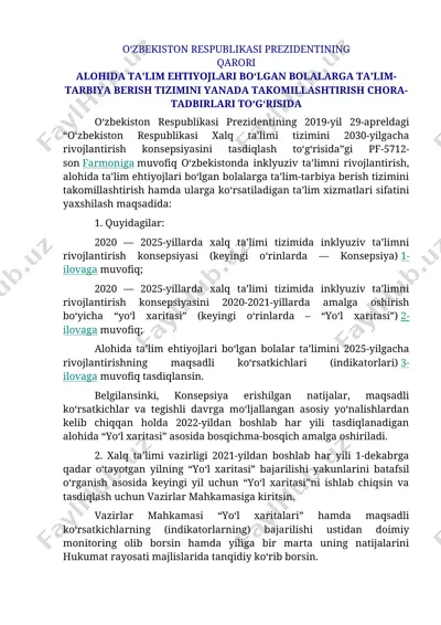 o‘zbekiston respublikasi prezidentining qarori — DOC