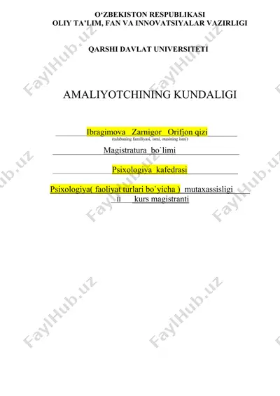 amaliyotchining kundaligi — DOC