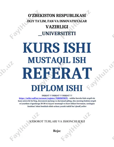 axborot turlari va ishonchliligi — DOC
