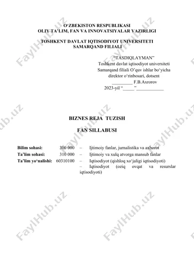 biznes reja tuzish — DOC