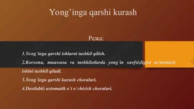 yong’inga qarshi kurash — PPT