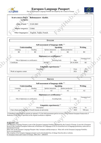 europass language passport — DOC