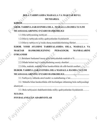 bola tarbiyasida mahalla va maktab ro‘li — DOC