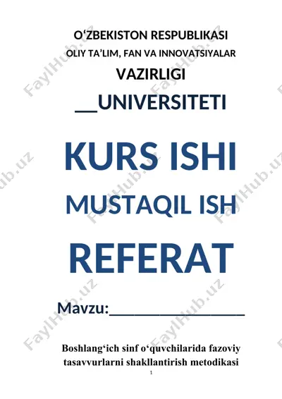 fazoviy tasavvurlarni shakllantirish metodikasi — DOC