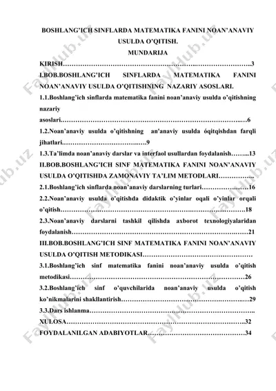 matematika fanini noan’anaviy usulda o'qitish — DOC