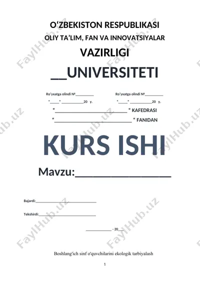 maktab o'quvchilarini ekologik tarbiyalash — DOC