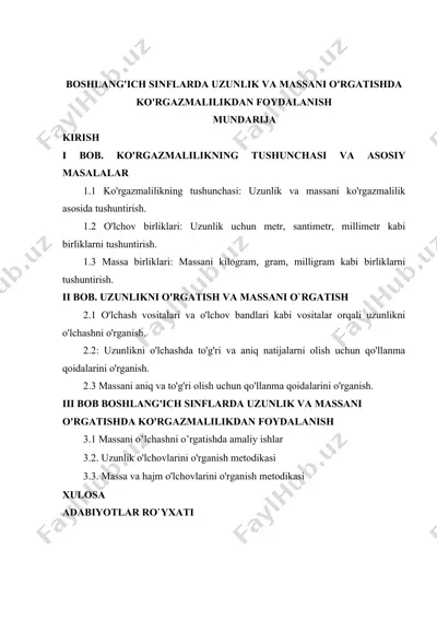 uzunlik va massa o'rgatishda ko'rgazmalilikdan foydalanish — DOC