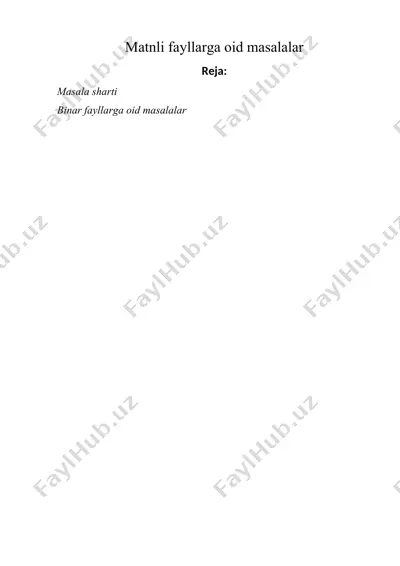matnli fayllarga oid masalalar — DOCX