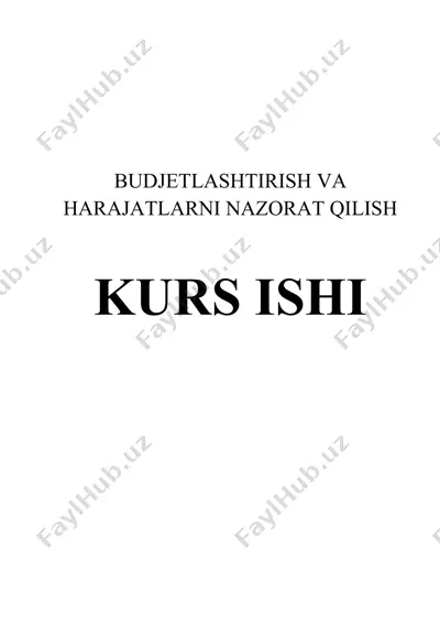 budjetlashtirish va harajatlarni nazorat qilish — DOC
