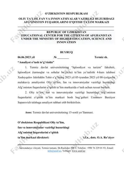 amaliyot o’tash to’g’risida — DOC