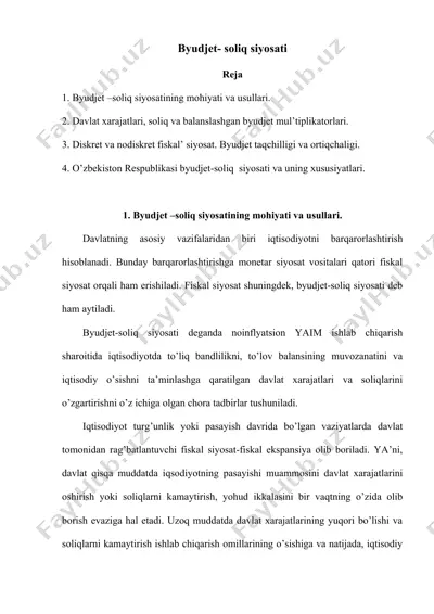 byudjet - soliq siyosati — DOC