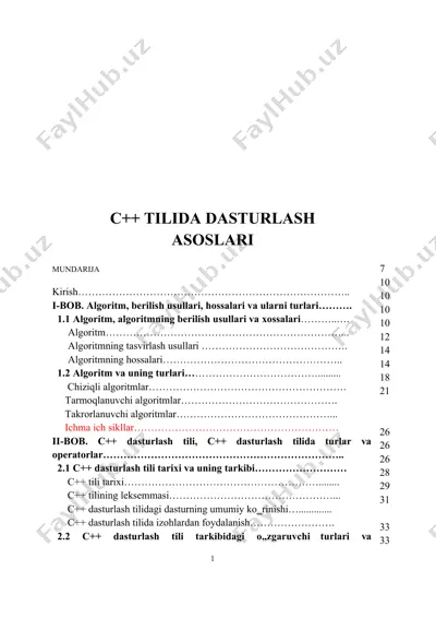 c++ tilida dasturlash asoslari — DOC