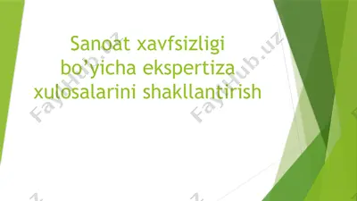 sanoat xavfsizligi bo‘yicha ekspertizalar ni o‘tkazish va xulosalar ni shakllantirish — PPTX
