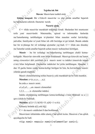 massivlar tashkil etish — DOC
