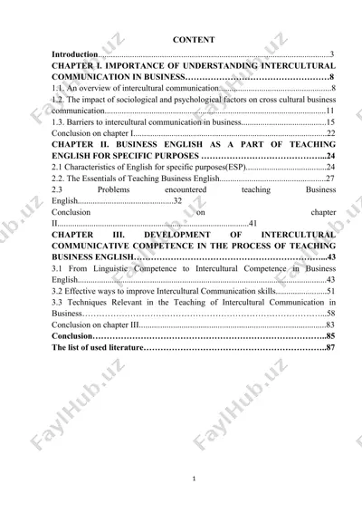 intercultural communication in business — DOC