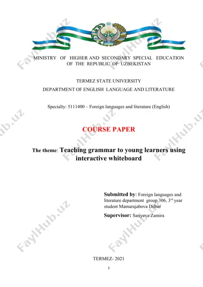 teaching grammar to young learners using interactive whiteboard — DOC