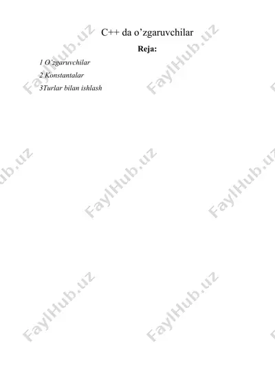 c++ da o’zgaruvchilar — DOCX