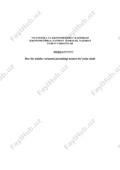 ekonometrika fani nazariyasi — DOC