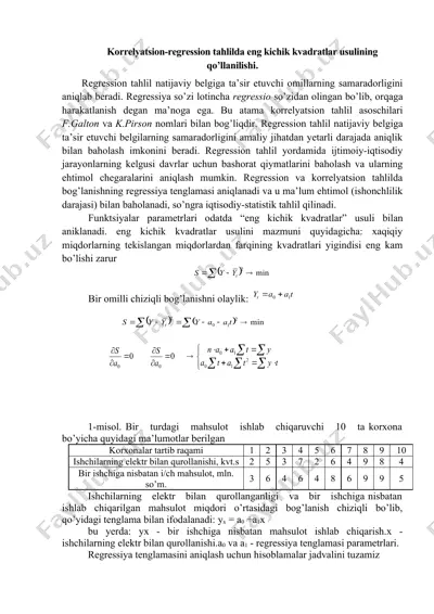 korrelyatsion-regression tahlil — DOC