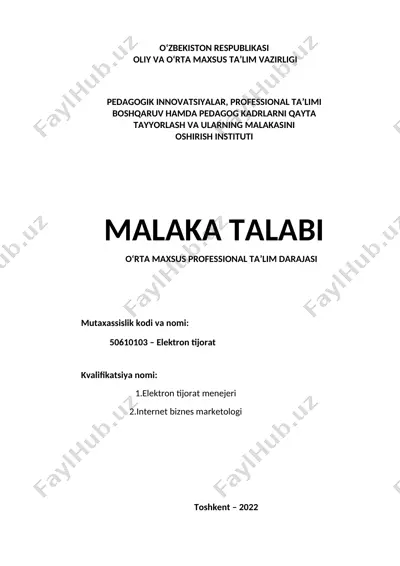 elektron tijorat menejeri, internet biznes marketologi — DOC